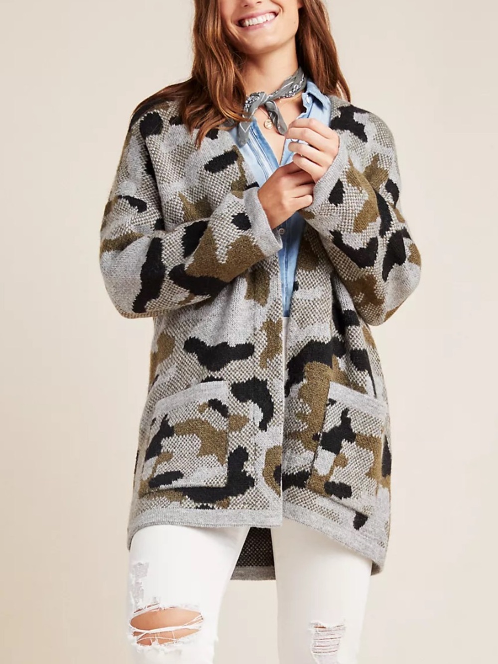Anthropologie Vera Camo Cardigan